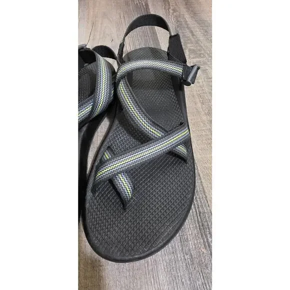 Chacos Mens Z1 Outdoor Sandal Adjustable Double Strapped Gray/Lime Green 13 - Picture 11 of 11